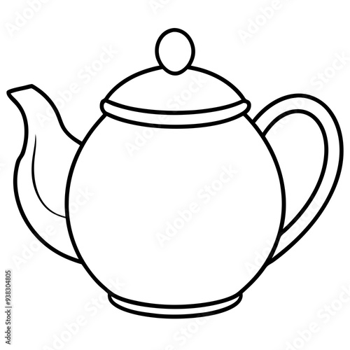 Simple Teapot Coloring Page for Kids – Thick Line Art, Black & White Art art vector illustration