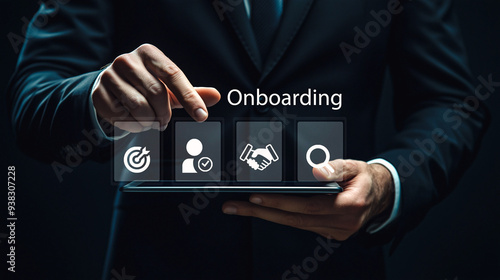 Businessman Initiating Digital Employee Onboarding Process






