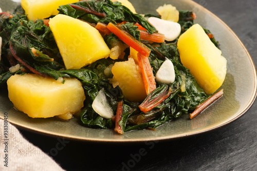 Dalmatian Blitva na leso. Blitva na leso - Swiss Chard with Potatoes , Dalmatian cuisine photo