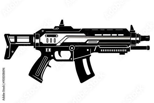 Latest Gun silhouette vector illustration, powerful weapons