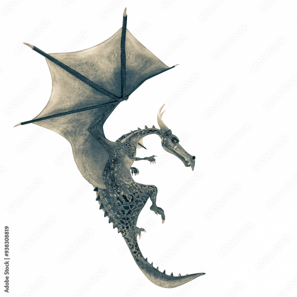 Fototapeta premium green dragon cartoon in a white background
