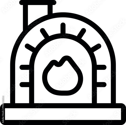 Traditional brick oven burning wood for baking pizza and creating delicious meals