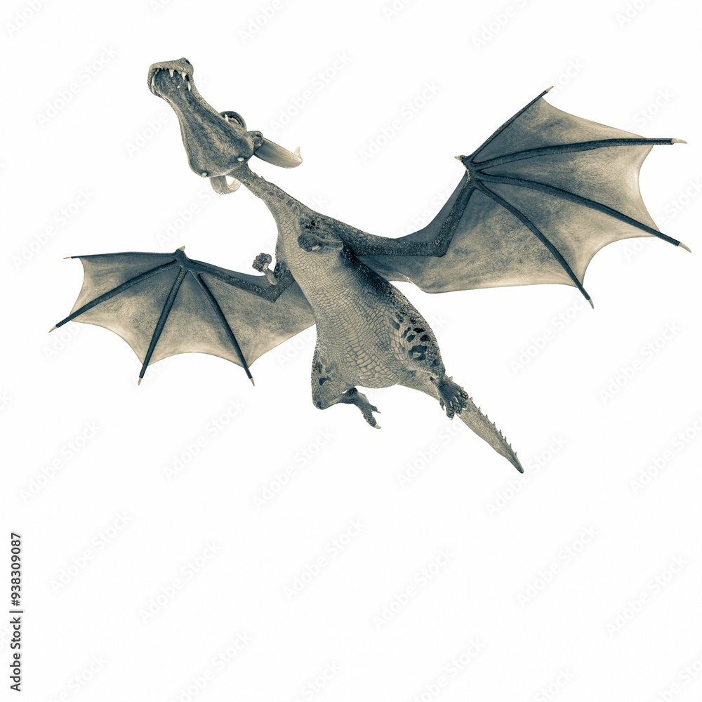 Fototapeta premium green dragon cartoon in a white background