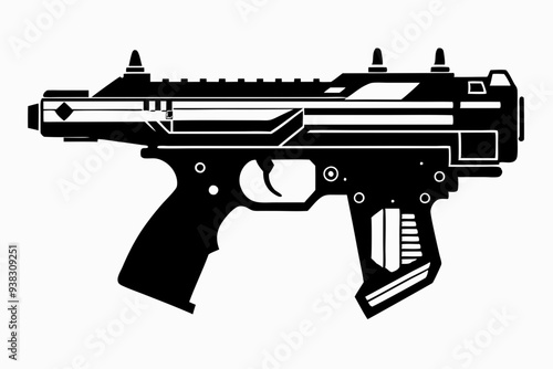 Latest Gun silhouette vector illustration, powerful weapons