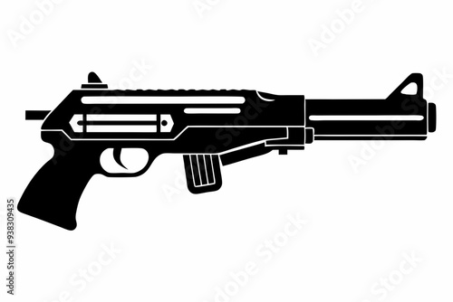 Latest Gun silhouette vector illustration, powerful weapons