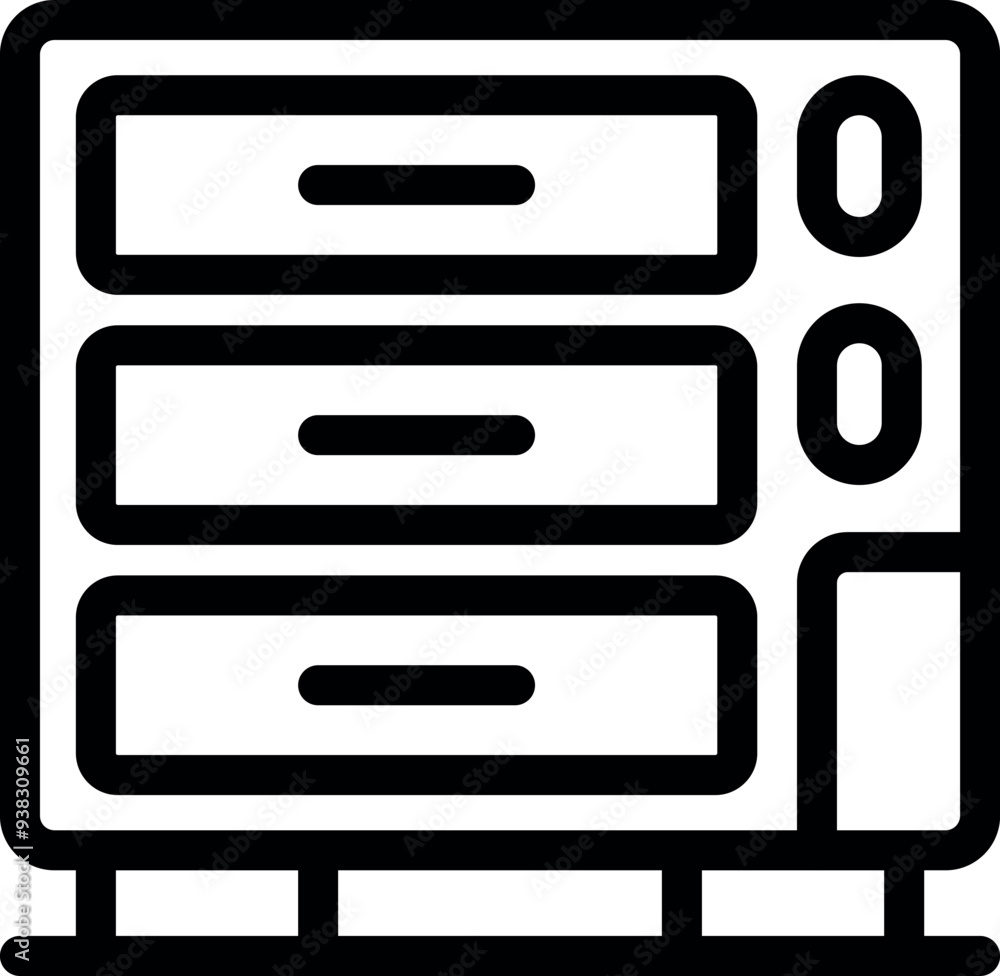 Black and white icon of a professional oven showing three levels for baking delicious food Black and white icon of a professional oven showing three levels for baking delicious food