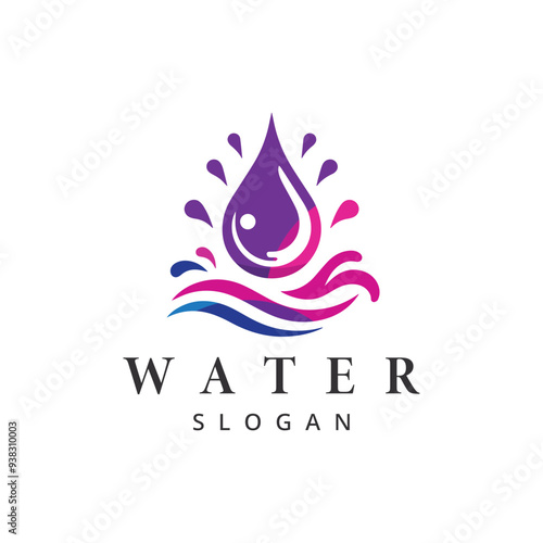 Drop Water logo design with splash illustration