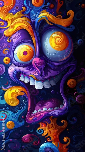 Monster Wallpaper illustration for full print t-shirt design, web background or for poster.