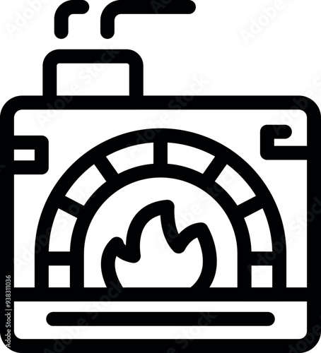 Traditional brick oven is burning wood, creating warmth and comfort in a cozy atmosphere