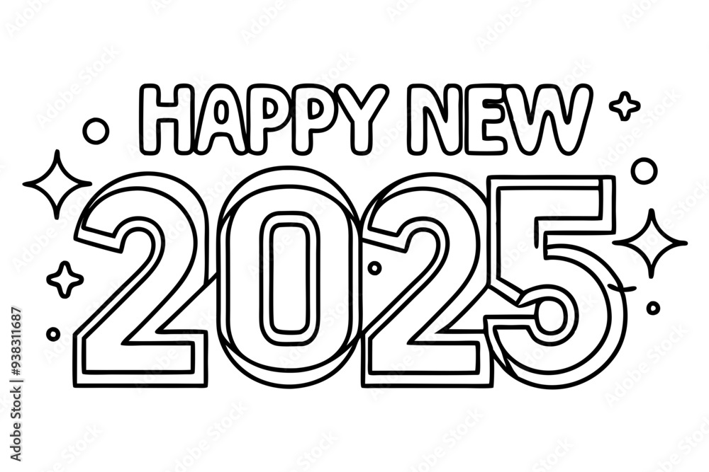 Fototapeta premium 2025 New Year Joy - White Background art vector illustration