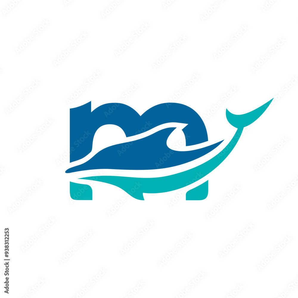 Naklejka premium a logo combination of dolphins with letters, initials, numbers or alphabets with a blue base color for business purpose and other