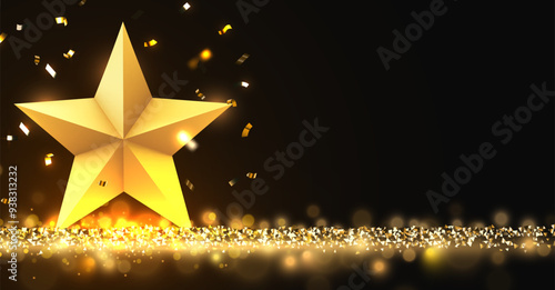 Golden winner star. Concept of victory, achievement, success, rewarding of winner.