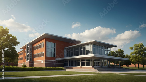 Wallpaper Mural Photo Realistic as School Building and School Sign concept as A whimsical school building with a school sign set against a dreamy background offering ample space for text or graphics symbolizing the w Torontodigital.ca