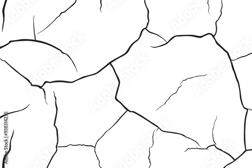 Vector and clip art pattern with many cracks and scratches. Cracked barren desert earth on background banner caused by drought from global warming. Clipart illustration.