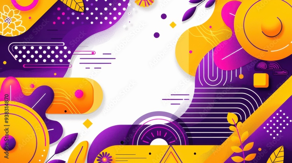 A vibrant abstract geometric composition with yellow, purple, and white hues, featuring various shapes and patterns. A vibrant abstract geometric composition with yellow, purple, and white hues, featuring various shapes and patterns.