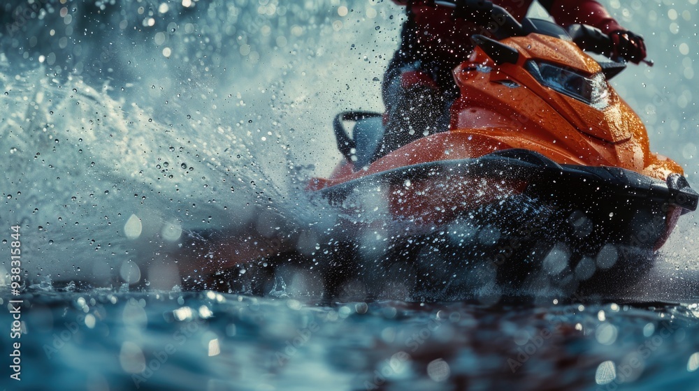 Fototapeta premium Person enjoying water sports on a jet ski