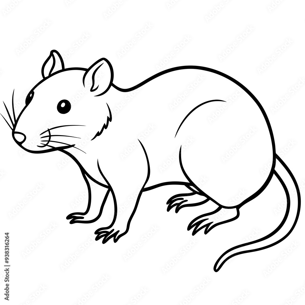 A simple single-line art drawing of a beautiful Vole A simple single-line art drawing of a beautiful Vole