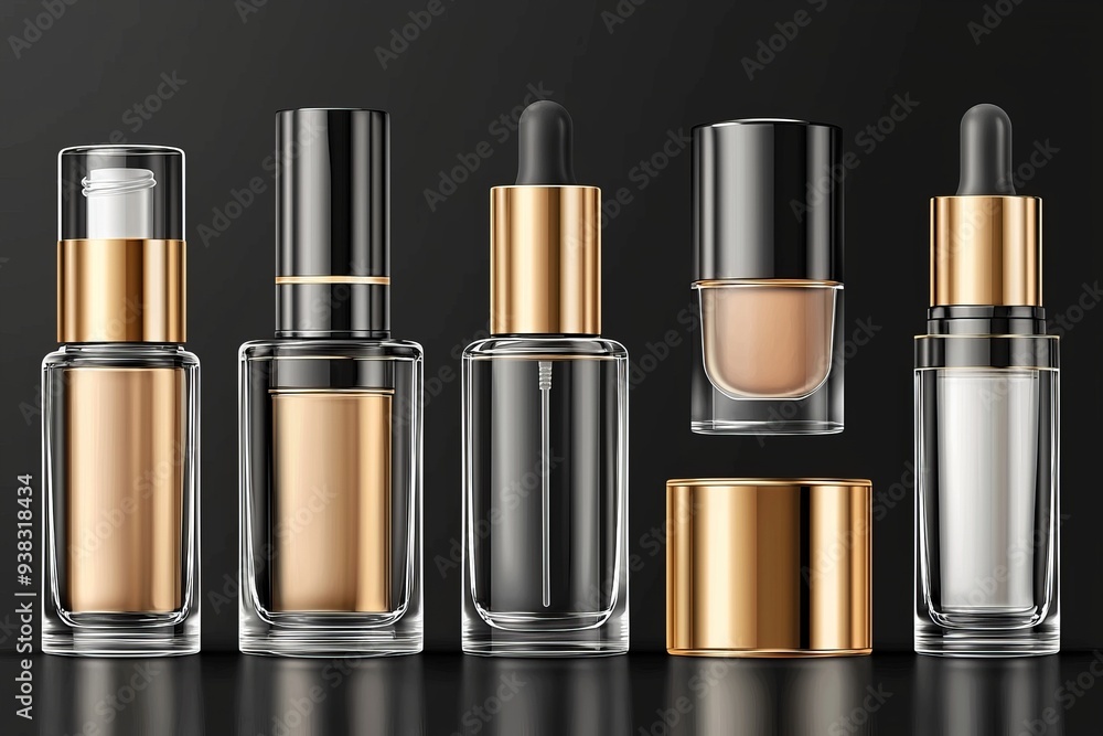 Luxurious cosmetic packaging bottles created with generative AI Luxurious cosmetic packaging bottles created with generative AI