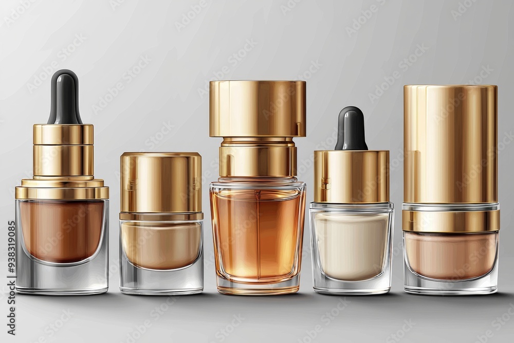 Luxurious cosmetic packaging bottles created with generative AI Luxurious cosmetic packaging bottles created with generative AI