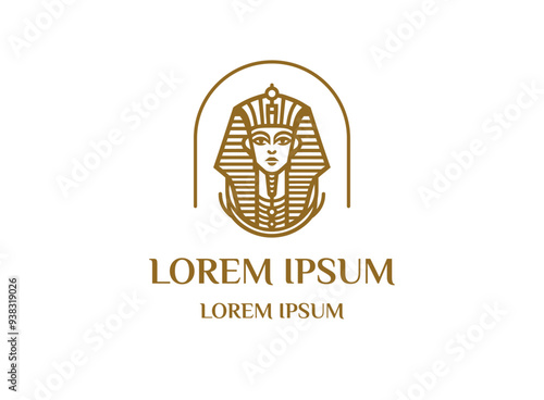 Abstract pharaonic king tut portraiit symbol for old egyptian history logo templetate design isolated on white background 2