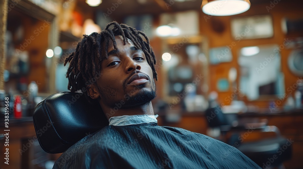 Black Man with Dreadlocks Getting a Haircut in Barbershop – Cinematic Movie Poster Style Black Man with Dreadlocks Getting a Haircut in Barbershop – Cinematic Movie Poster Style