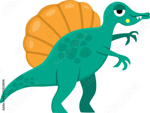 Vector spinosaurus icon. Cute dinosaur illustration for kids. Funny dino clipart for children isolated on white background. Cartoon prehistoric animal