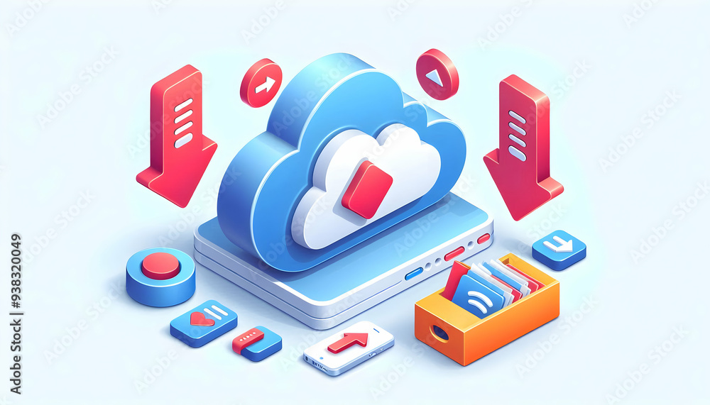 3d Flat icon as Cloud storage icons with upload and download symbols concept as Vector icons representing cloud storage with symbols for uploading and downloading files highlighting the ease of data m 3d Flat icon as Cloud storage icons with upload and download symbols concept as Vector icons representing cloud storage with symbols for uploading and downloading files highlighting the ease of data m