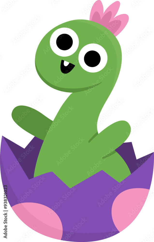 Vector baby brachiosaurus icon hatching from egg. Cute little newborn dinosaur illustration for kids. Funny dino kid clipart for children isolated on white. Cartoon prehistoric animal picture Vector baby brachiosaurus icon hatching from egg. Cute little newborn dinosaur illustration for kids. Funny dino kid clipart for children isolated on white. Cartoon prehistoric animal picture