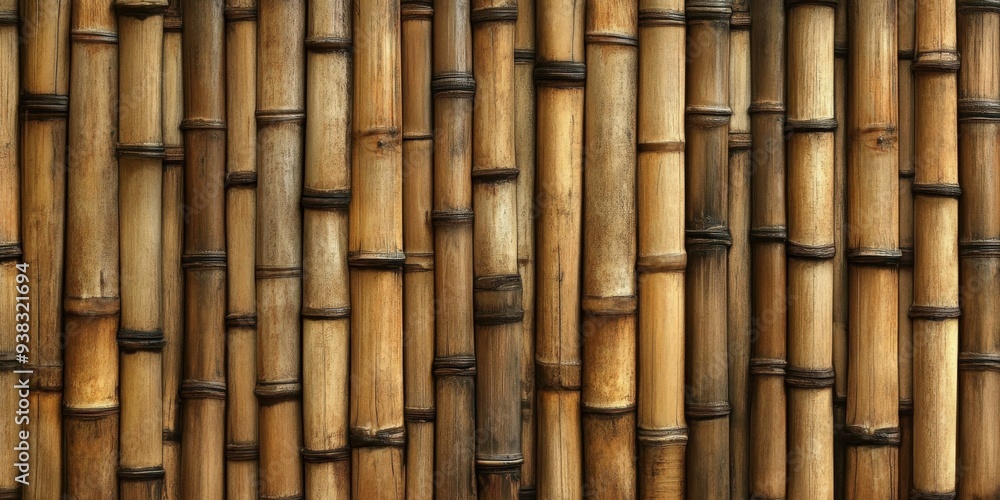 Bamboo wall texture showcasing natural patterns and earthy tones Bamboo wall texture showcasing natural patterns and earthy tones