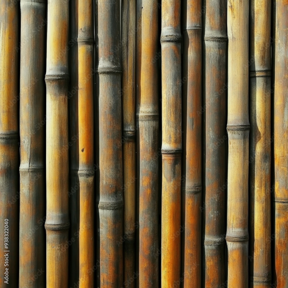 Natural bamboo wall texture providing rustic charm in warm tones Natural bamboo wall texture providing rustic charm in warm tones