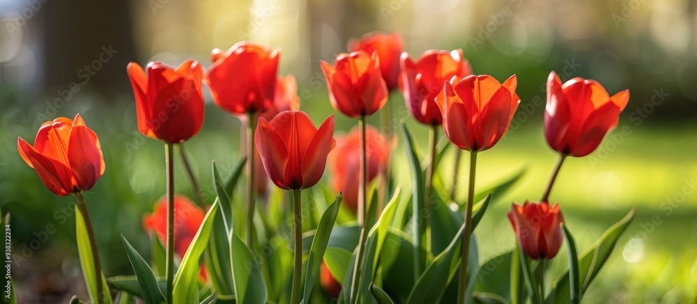 Obraz premium Tulips A Bulbous Spring Flowering Plant With Boldly Colored Cup Shaped Flowers