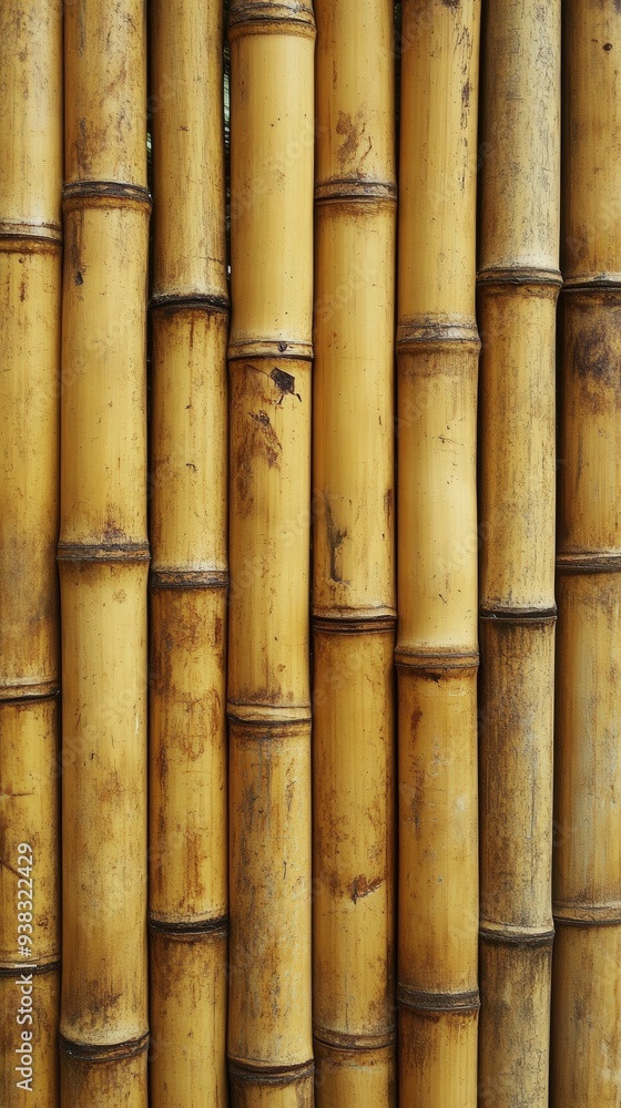 Bamboo stalks arranged together creating a natural wall texture Bamboo stalks arranged together creating a natural wall texture