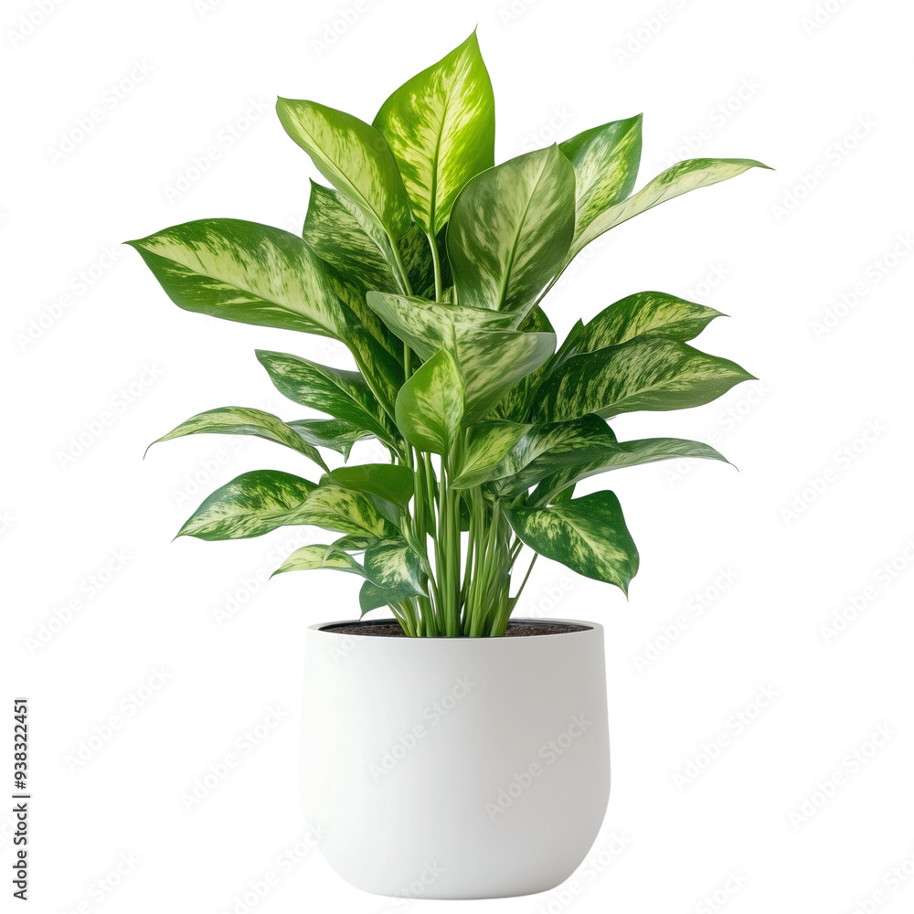 Obraz premium Green plant in a Pot, modern indoor tree on a transparent background