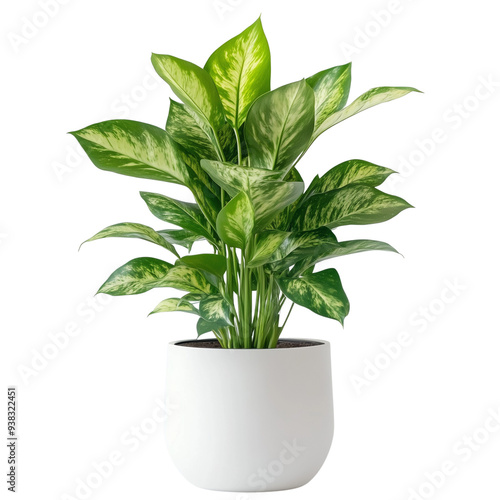 Green plant in a Pot, modern indoor tree  on a transparent background