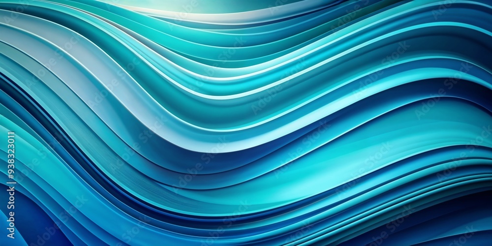 Smooth Blue Abstract Waves with Gradient Curves and Flowing Motion