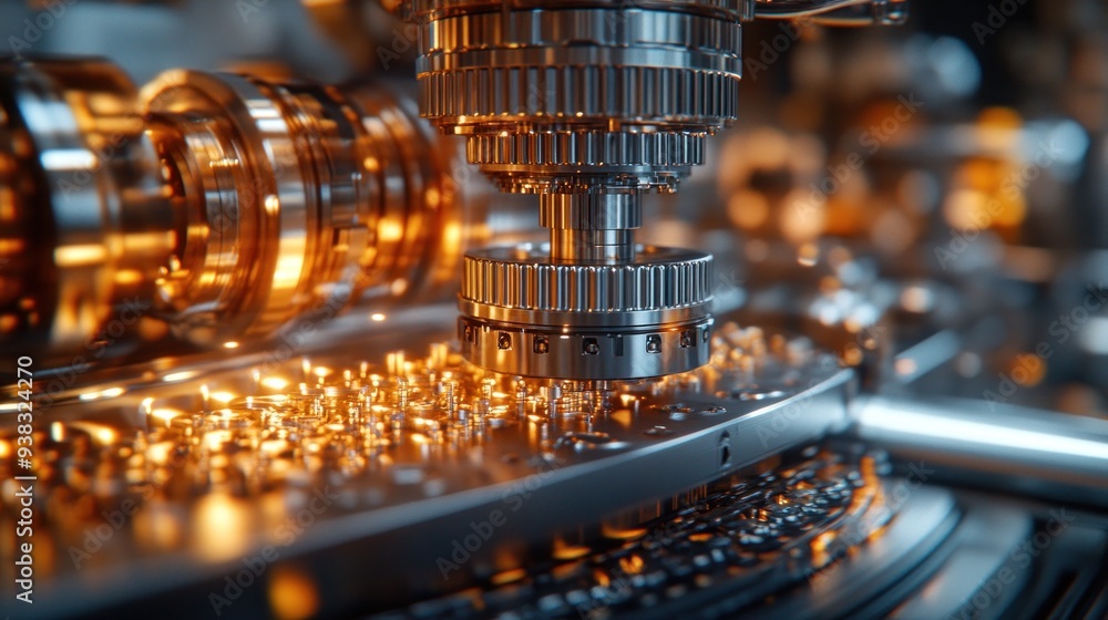 Close Up of Industrial Machinery with Gears and Metal Parts