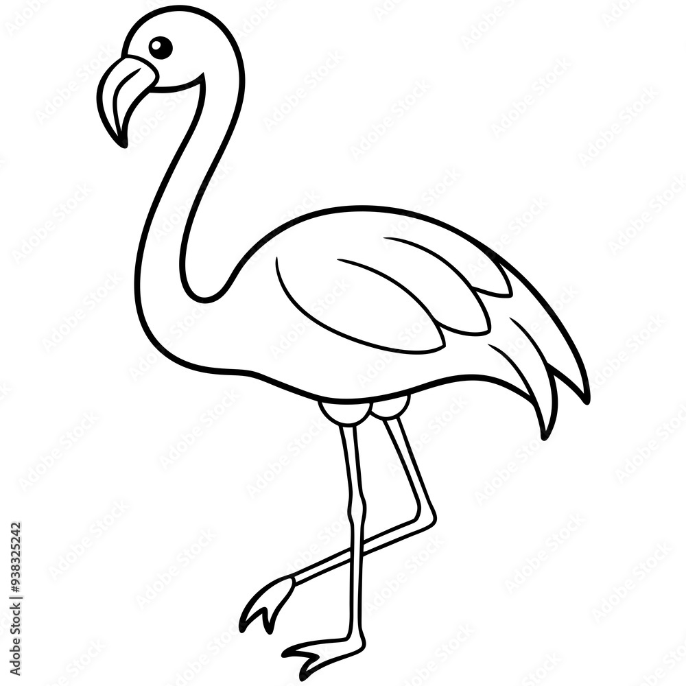Fototapeta premium Flamingo Coloring Page for Kids Varied Poses art vector illustration