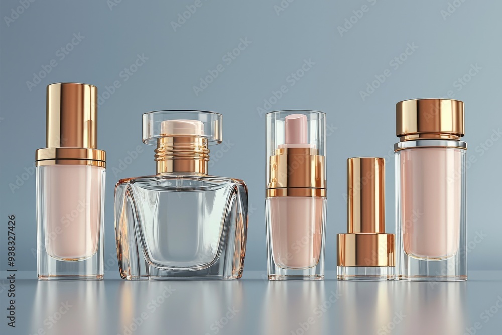 Luxurious cosmetic packaging bottles created with generative AI Luxurious cosmetic packaging bottles created with generative AI