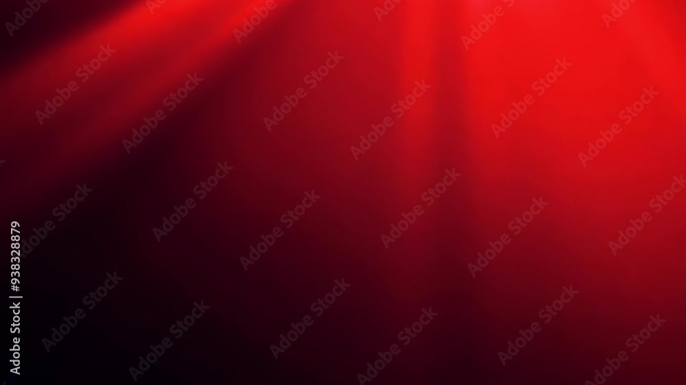 Red light beams on black background. Bright optical lens flares effect. Spotlight rays abstract animation. Dynamic video footage. Atmospheric lighting