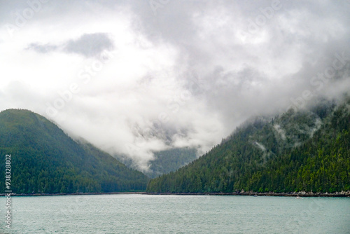 Nature views of Alaska coastline and Alaskan glaciers
