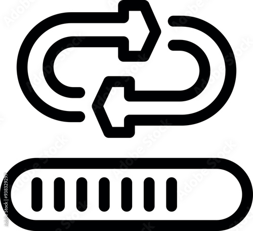 Two arrows pointing to each other forming a circle over a loading bar, representing data transfer