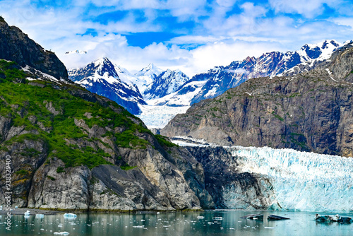 Nature views of Alaska coastline and Alaskan glaciers