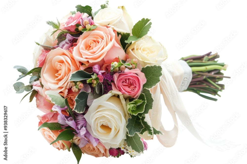 A beautiful bouquet of pink and white roses, perfect for wedding or romantic occasion A beautiful bouquet of pink and white roses, perfect for wedding or romantic occasion