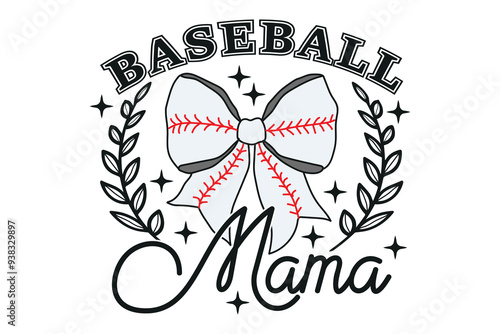 Coquette Baseball Mama Bow Game Day EPS T-shirt Design