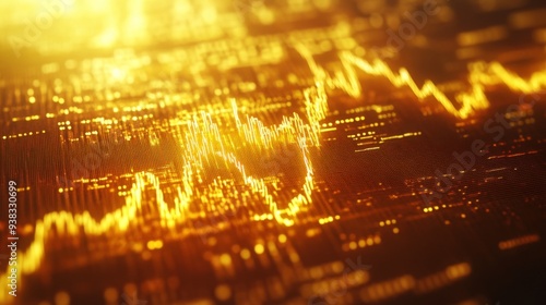 Wallpaper Mural Close-up of a digital screen displaying a gold price chart with fluctuating lines and data points, reflecting market trends Torontodigital.ca