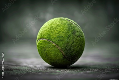 Close up of a tennis ball on a table