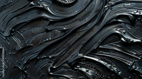 Dark, swirling, textured black paint or ink.