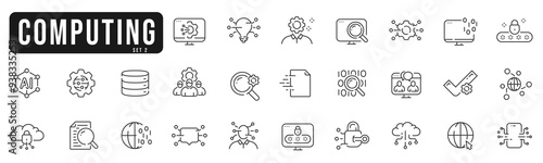 Cloud computing line icons set 2. Cloud, computer, internet, network, web etc. Editable stroke