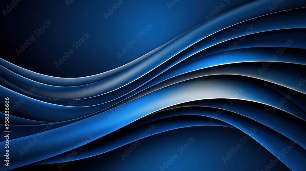 Obraz premium Blue wavy lines on a black background with a white line on the left Black wavy lines on a white background with a white line on the left