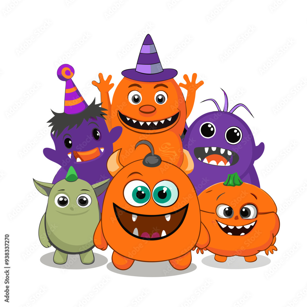 Exciting Purple and Orange Monster Cartoon Characters, Perfect for Halloween-Themed Children's Illustration. Playful and Friendly Design with Vibrant Colors, Ideal for Creative and Fun Halloween Proje Exciting Purple and Orange Monster Cartoon Characters, Perfect for Halloween-Themed Children's Illustration. Playful and Friendly Design with Vibrant Colors, Ideal for Creative and Fun Halloween Proje